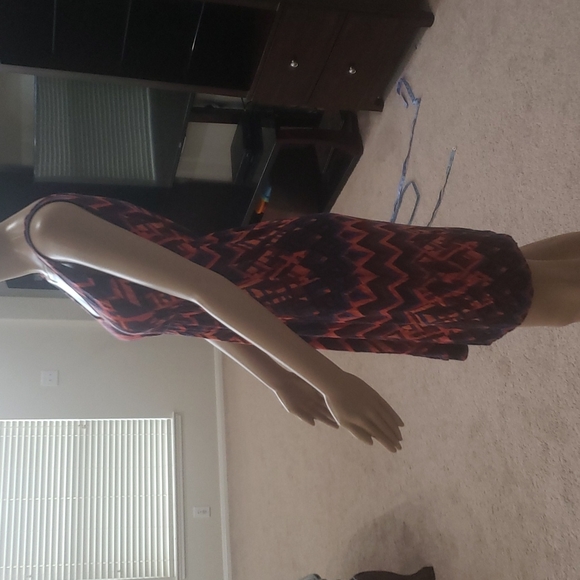 Gap xs sleeveless vneck bold artsy zigzag pattern elastic waist mesmerizing - Picture 6 of 8